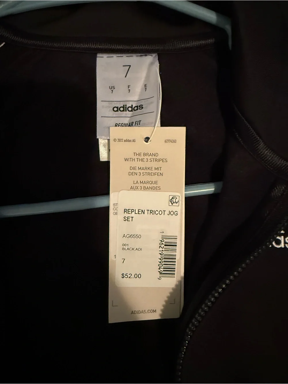 adidas Black Track Jacket with White Stripe Accents
